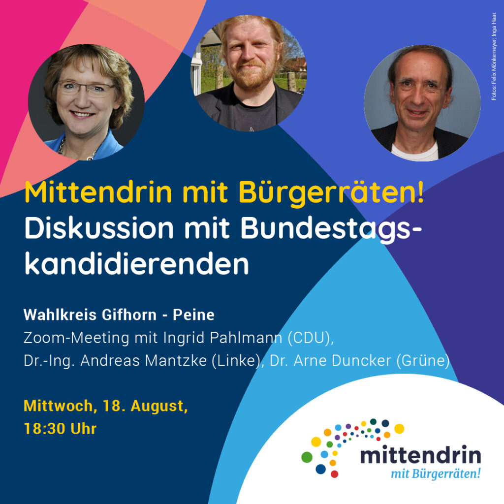 Zu Gast: Mittendrin mit Bürgerräten – Diskussion mit Bundestagskandidierenden